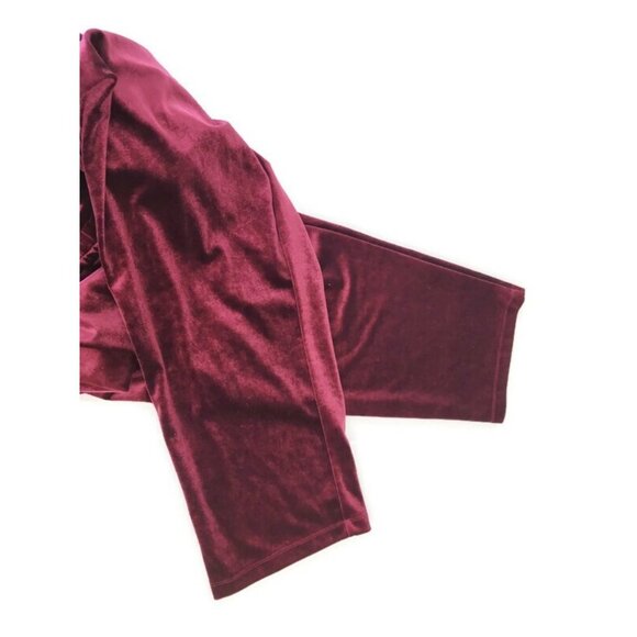 Torrid Women Pants 1 1X Plus Pull On Cropped Velour Burgundy Drawstring BUR17E - Picture 4 of 8